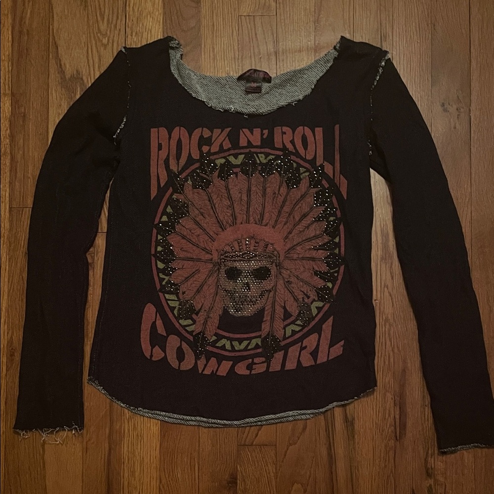 Rock & Roll Cowgirl Gray Knit Top